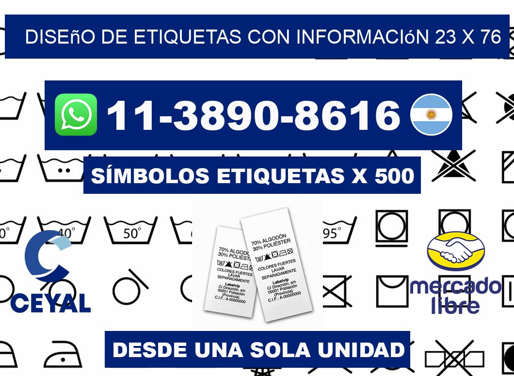 diseño de etiquetas con información 23 x 76