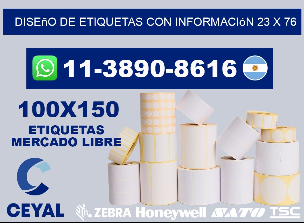 diseño de etiquetas con información 23 x 76