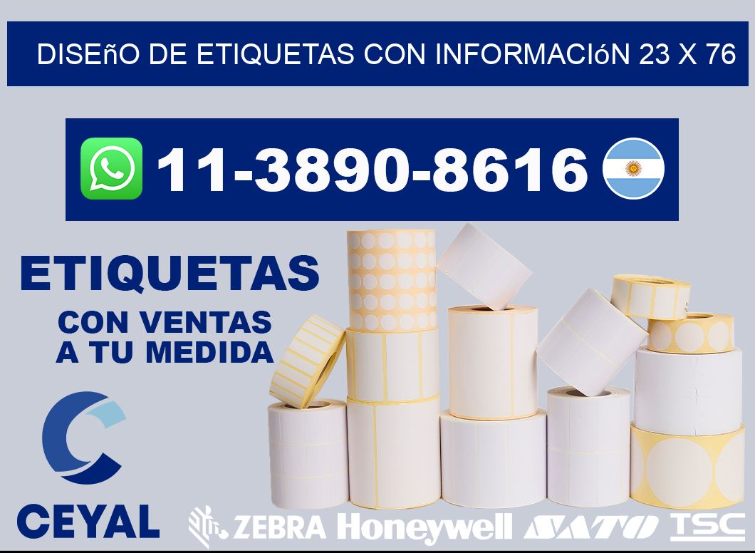 diseño de etiquetas con información 23 x 76