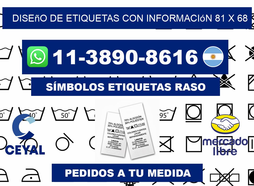 diseño de etiquetas con información 81 x 68