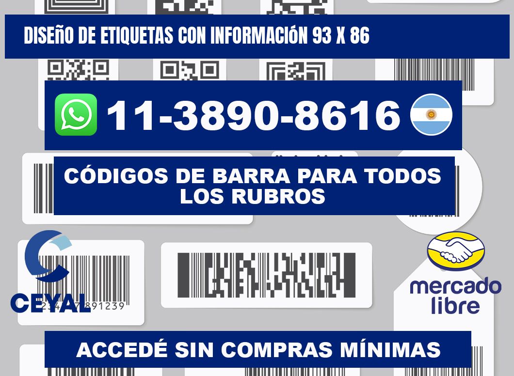 diseño de etiquetas con información 93 x 86