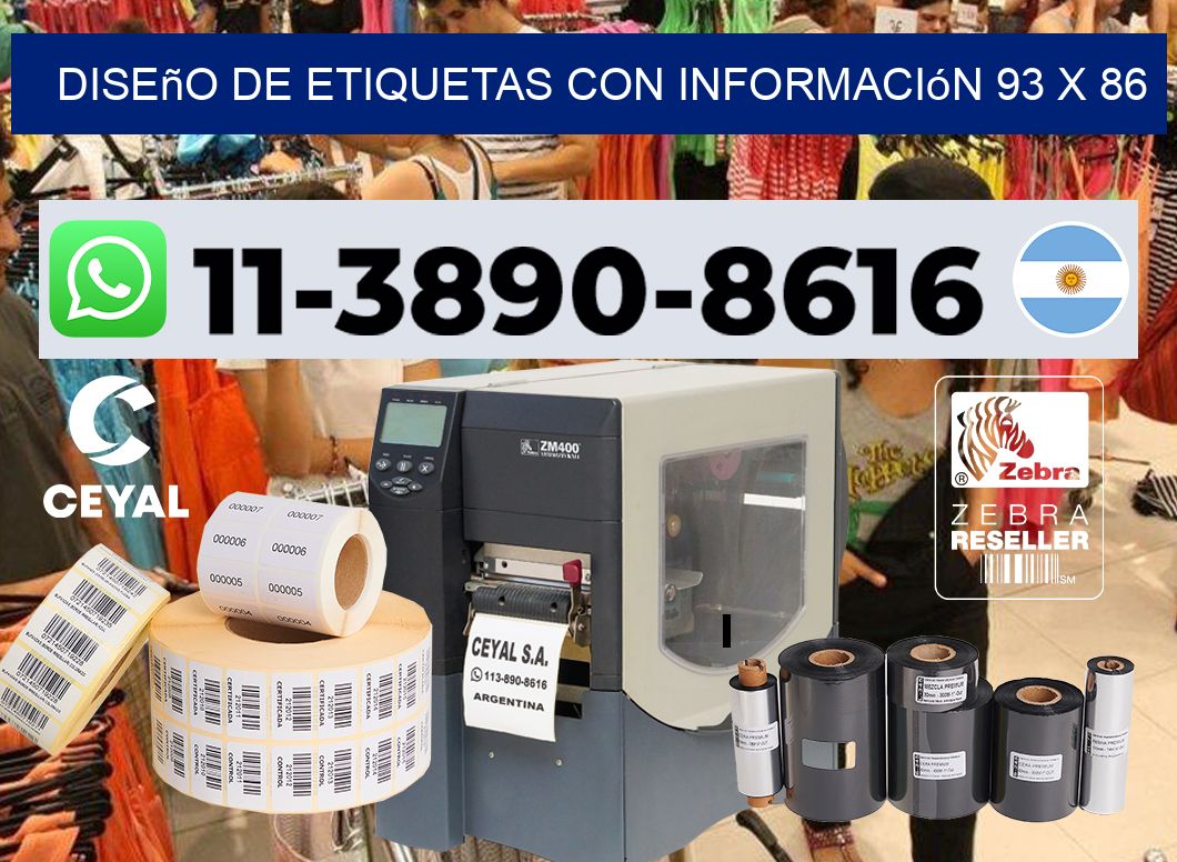 diseño de etiquetas con información 93 x 86