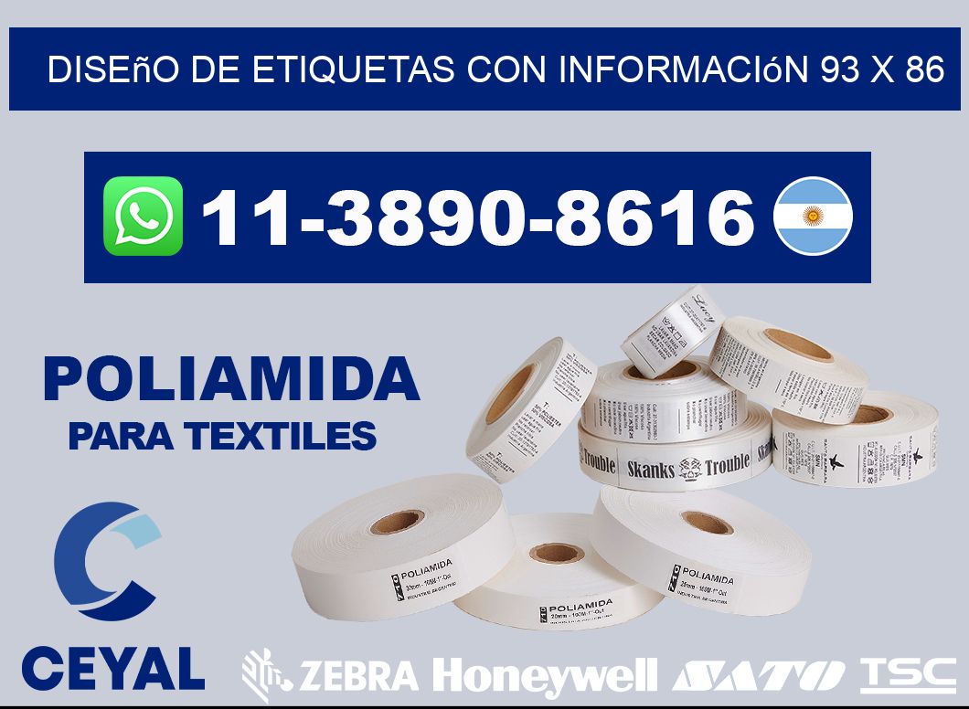 diseño de etiquetas con información 93 x 86