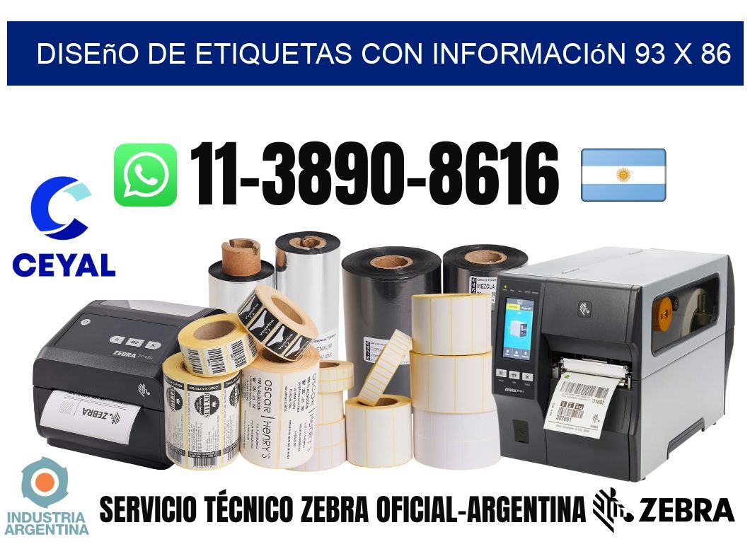 diseño de etiquetas con información 93 x 86