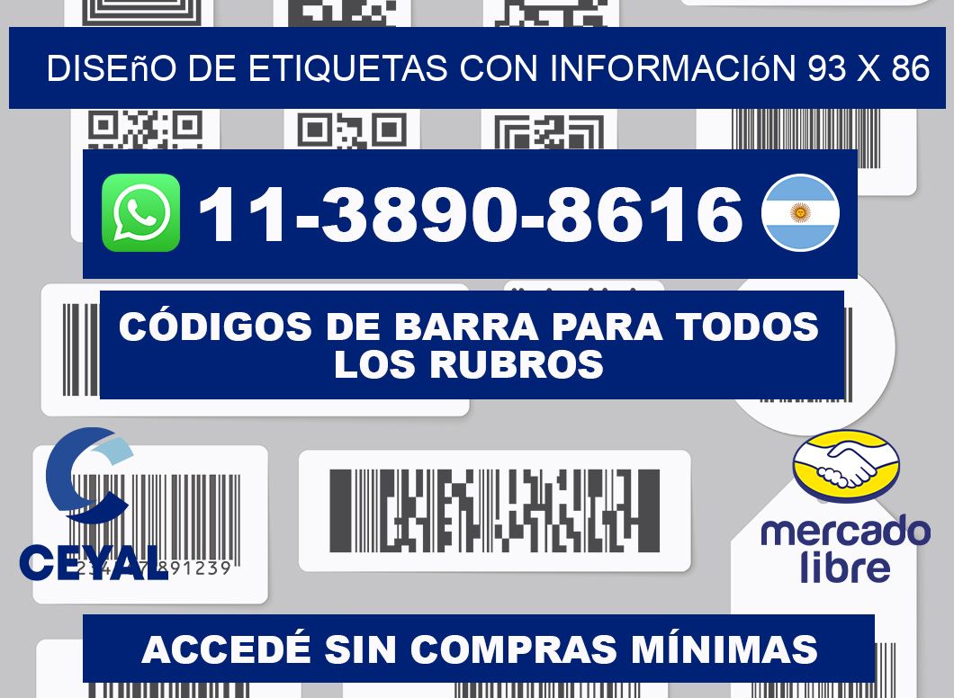 diseño de etiquetas con información 93 x 86