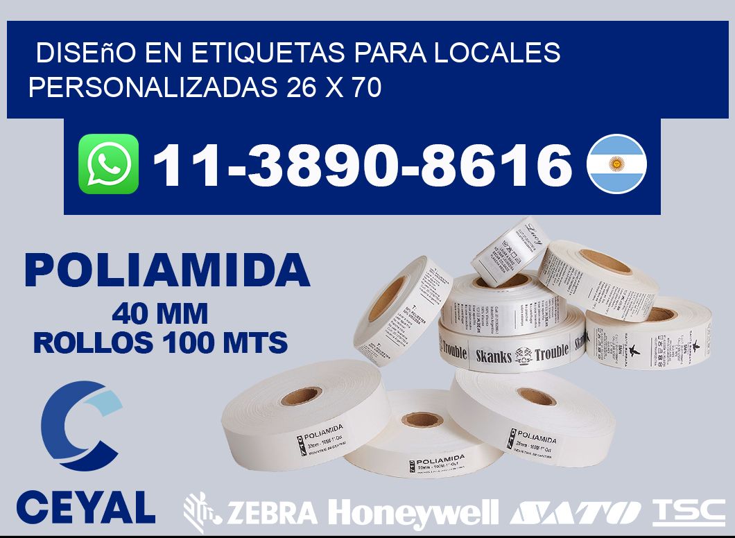 diseño en etiquetas para locales personalizadas 26 x 70