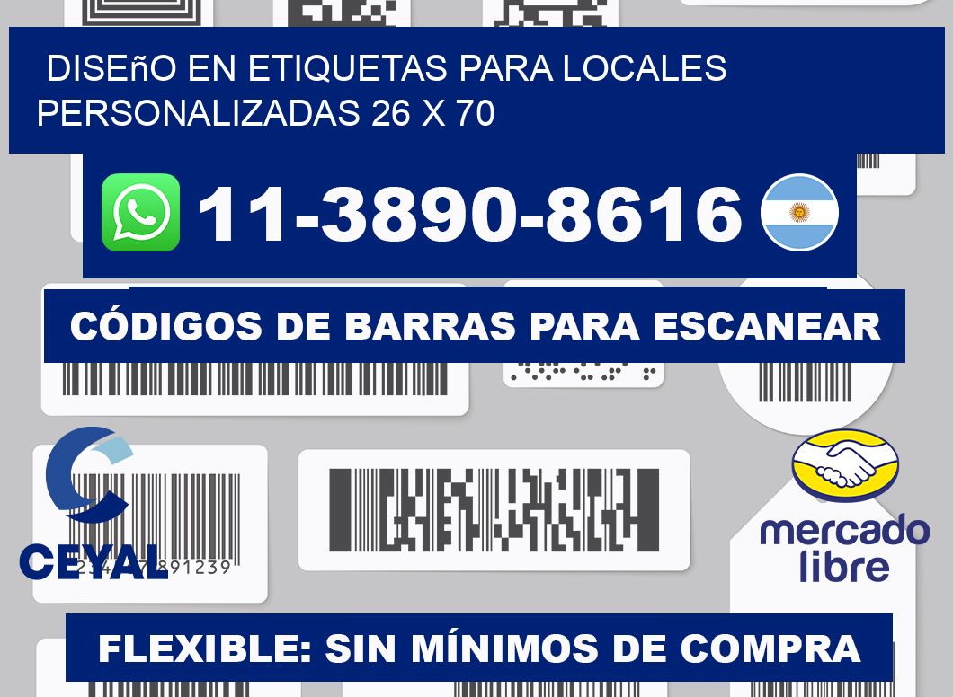 diseño en etiquetas para locales personalizadas 26 x 70