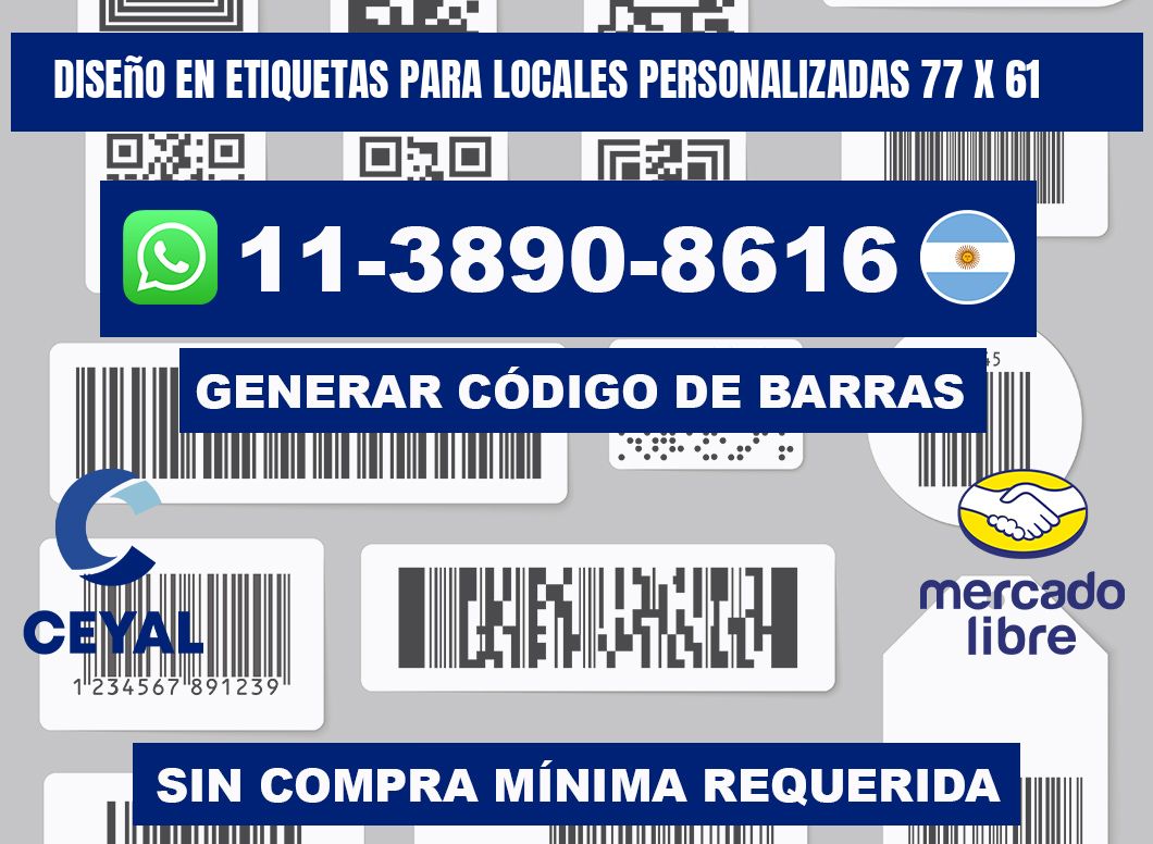 diseño en etiquetas para locales personalizadas 77 x 61
