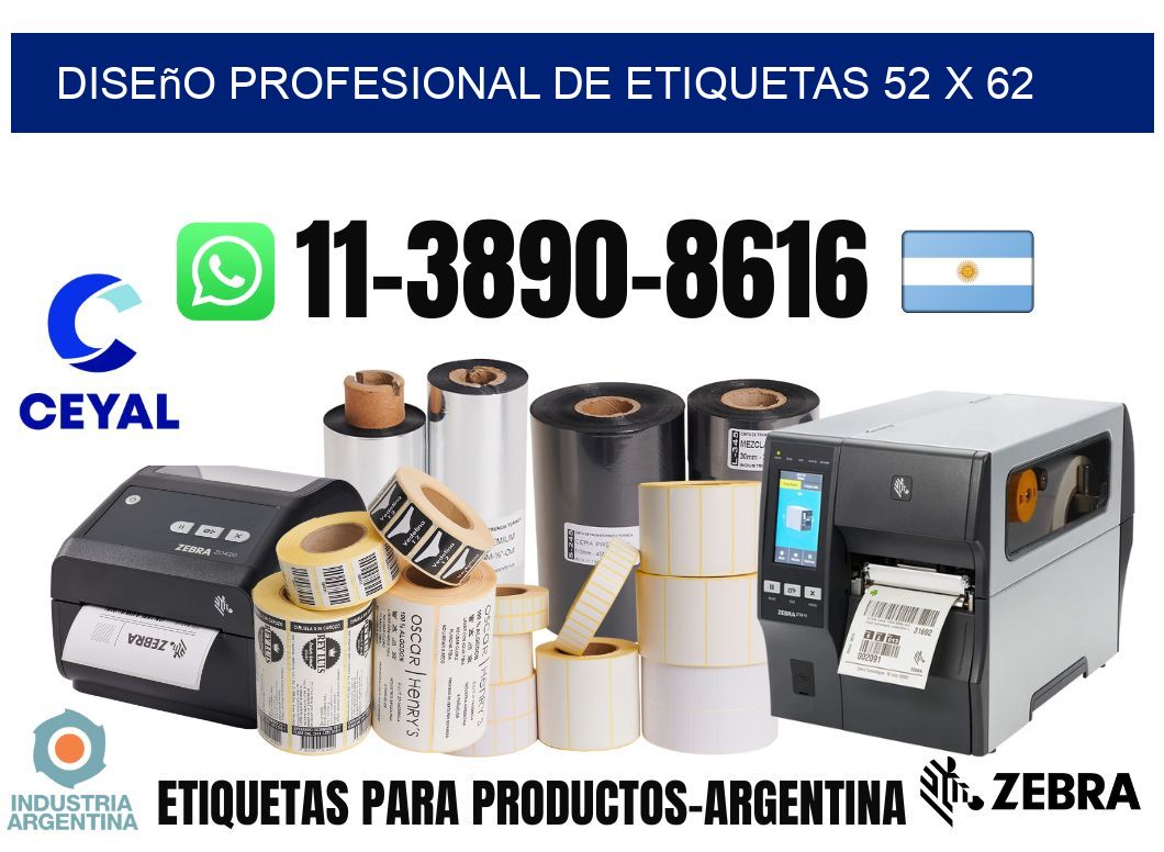 diseño profesional de etiquetas 52 x 62
