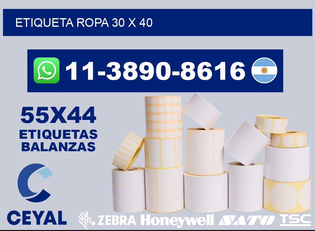 etiqueta ropa 30 x 40
