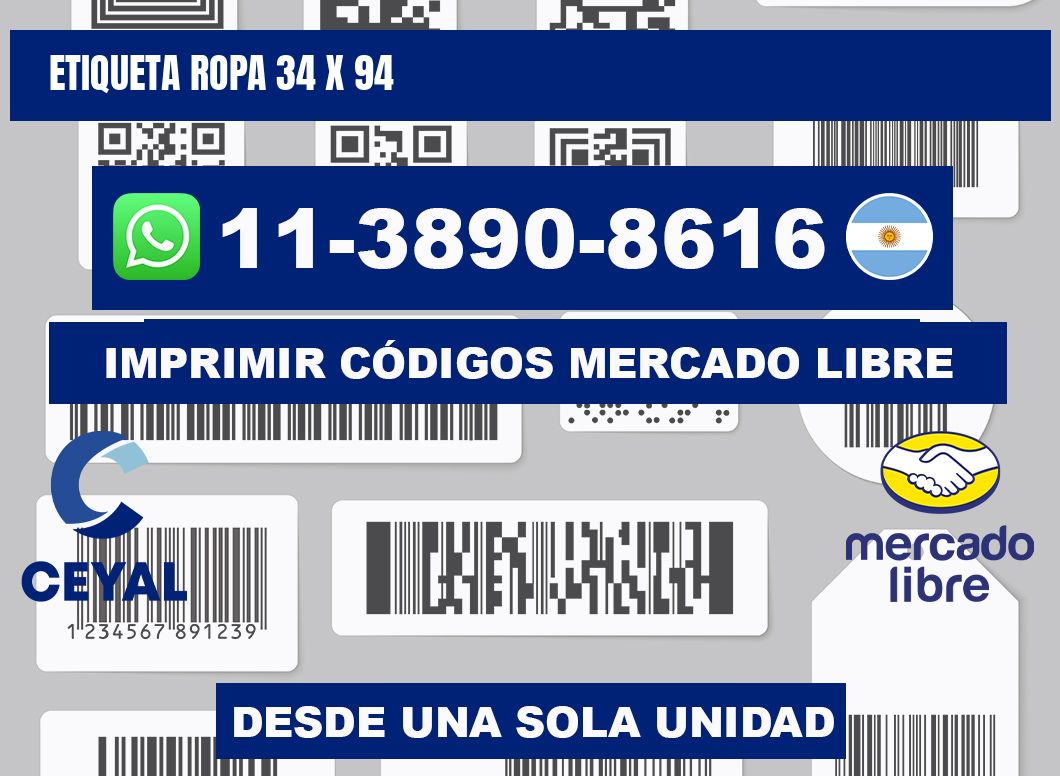 etiqueta ropa 34 x 94