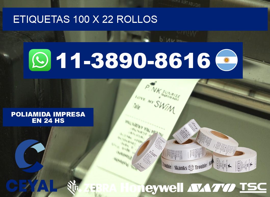 etiquetas 100 x 22 rollos