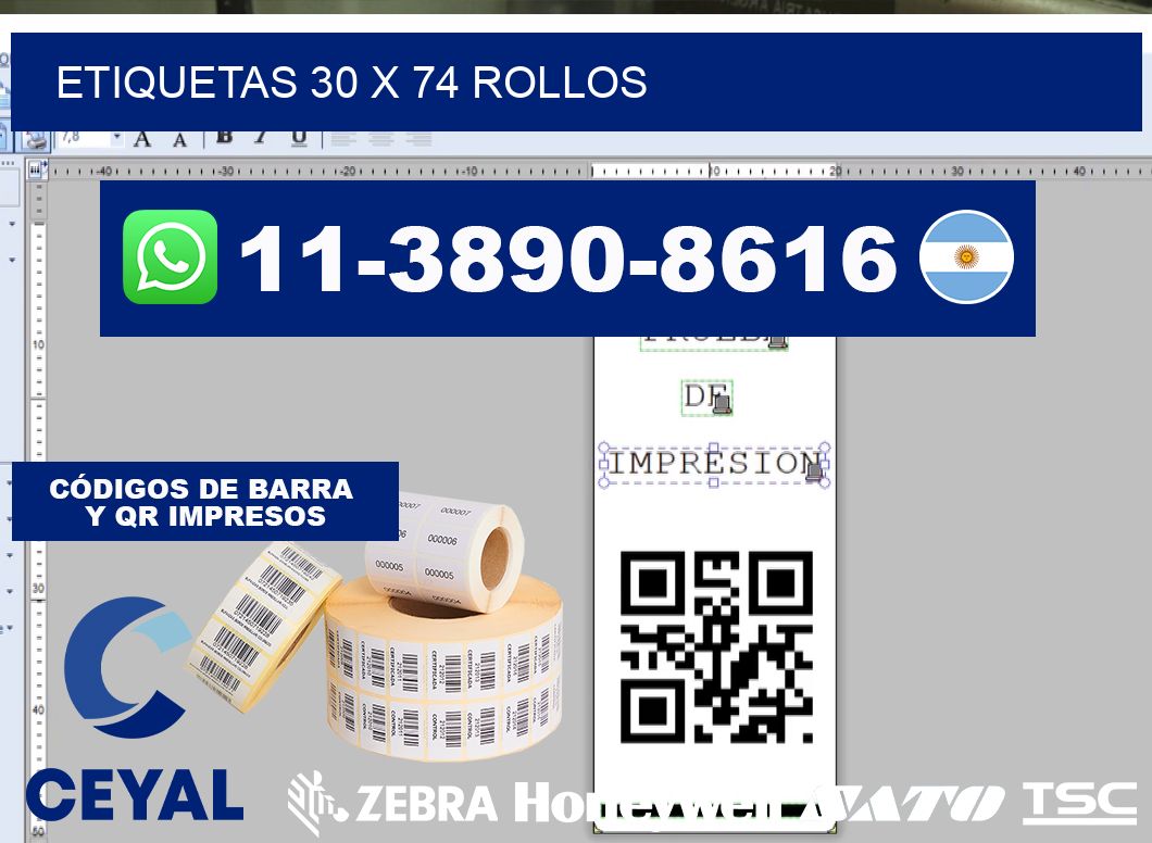 etiquetas 30 x 74 rollos