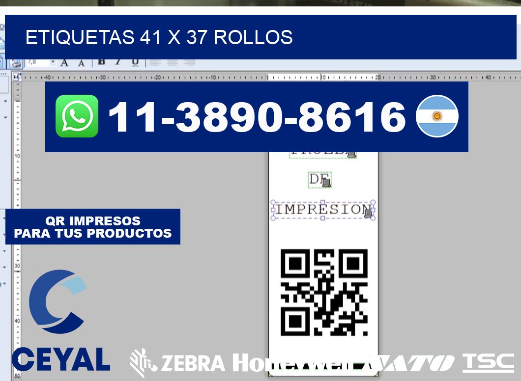 etiquetas 41 x 37 rollos