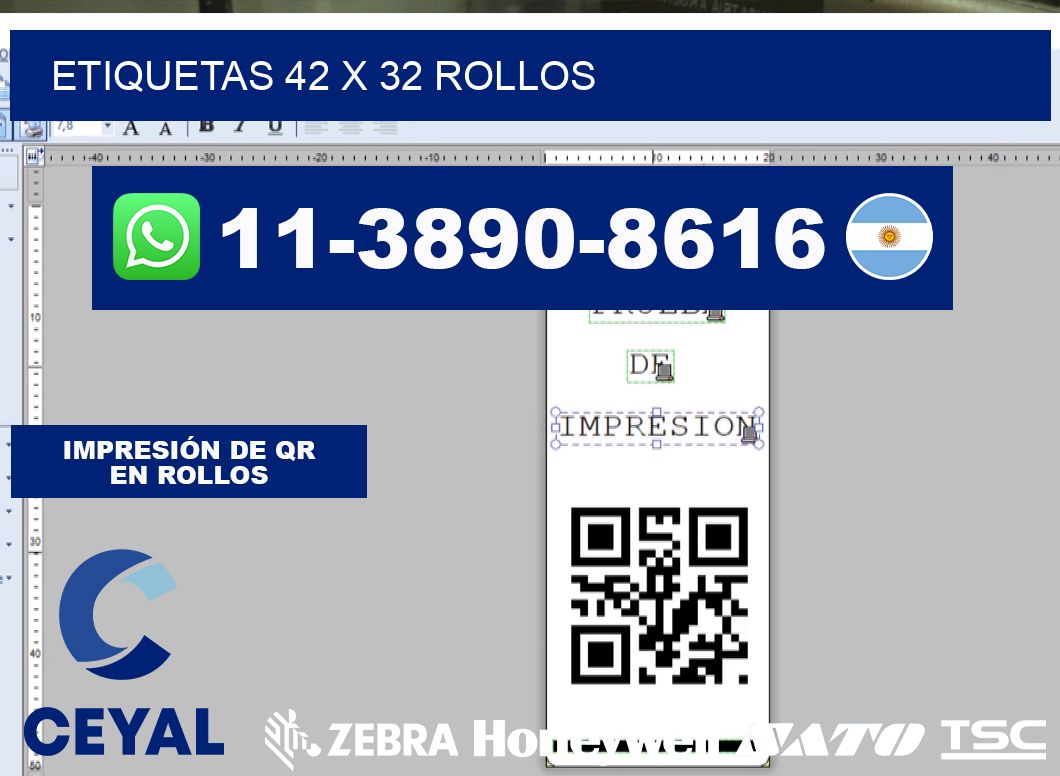 etiquetas 42 x 32 rollos