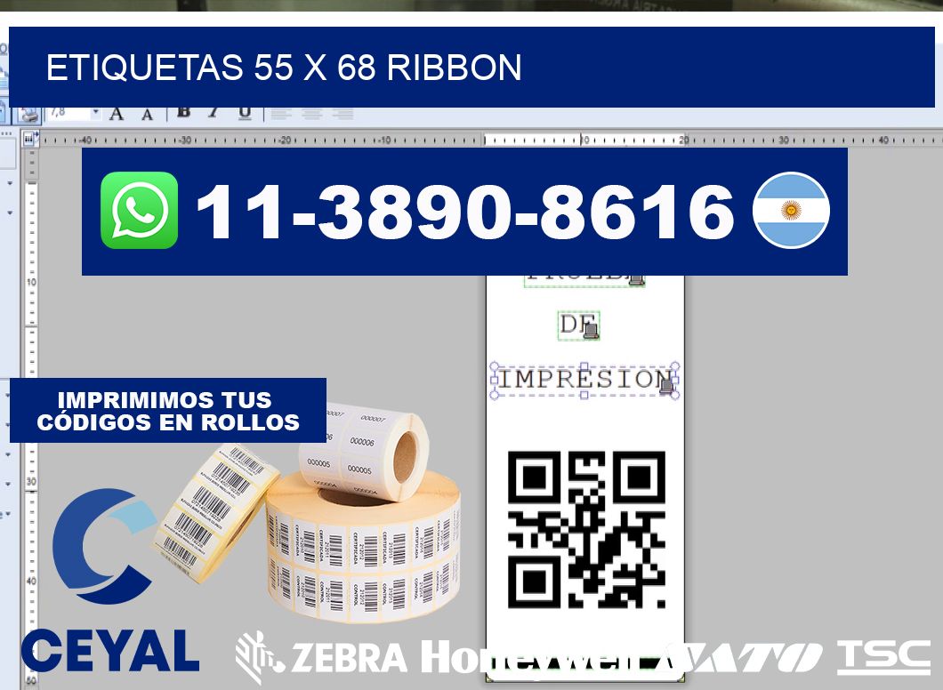 etiquetas 55 x 68 ribbon