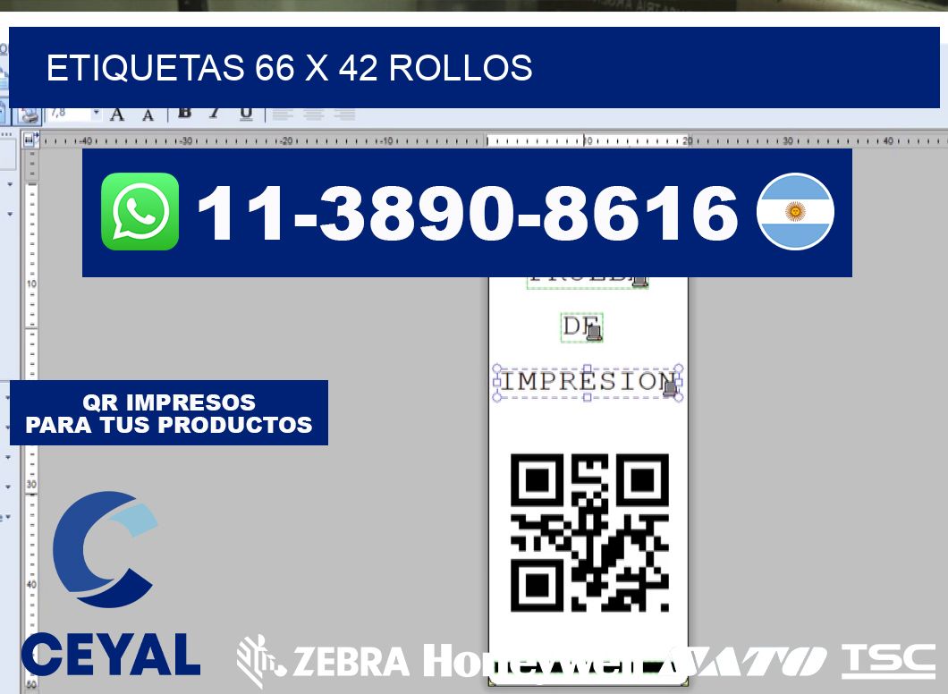 etiquetas 66 x 42 rollos