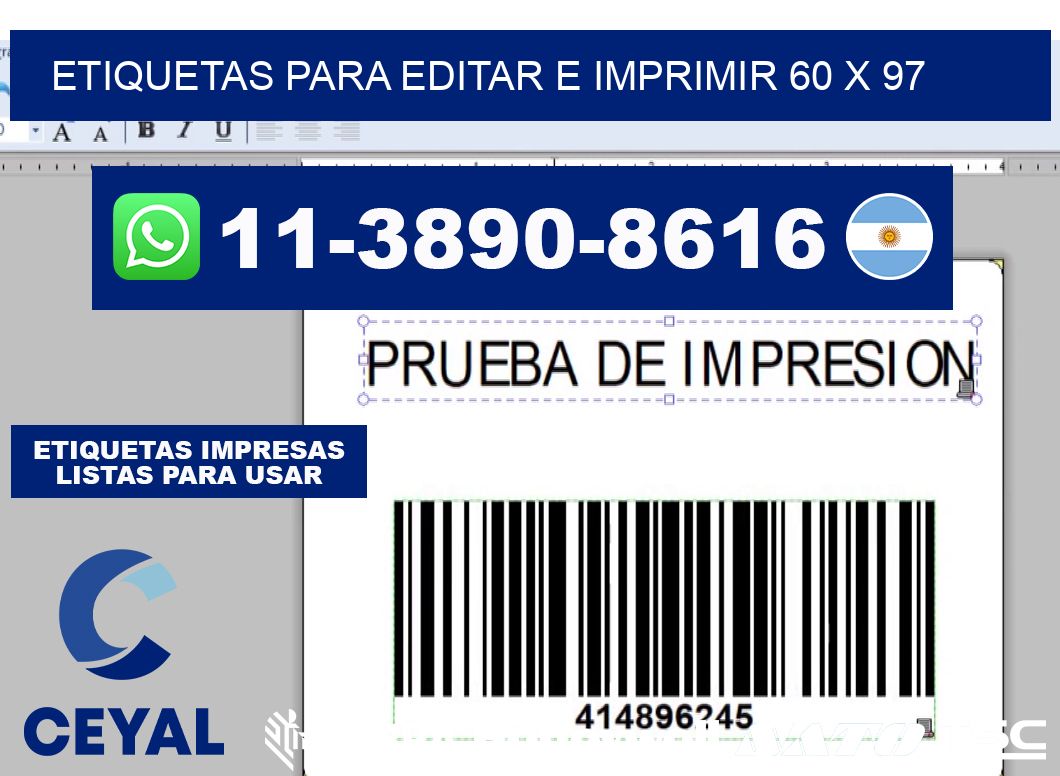 Etiquetas para editar e imprimir 60 x 97