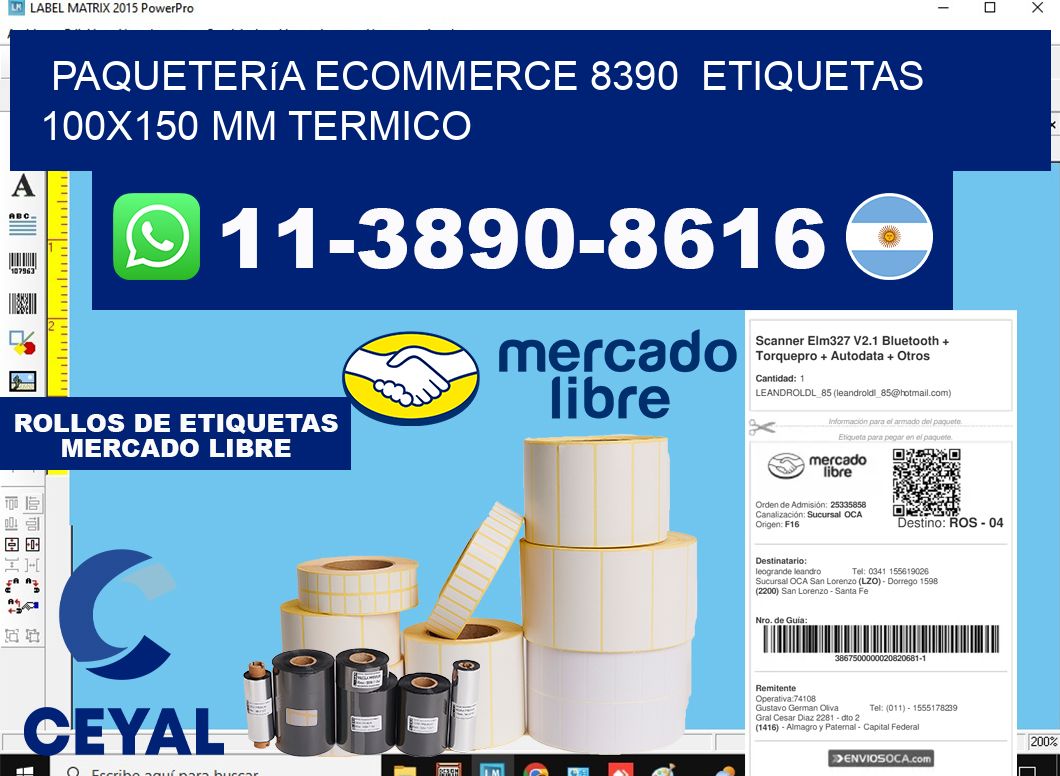Paquetería eCommerce 8390  etiquetas 100x150 mm termico