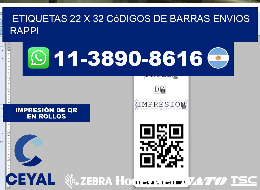 etiquetas 22 x 32 códigos de barras envios rappi