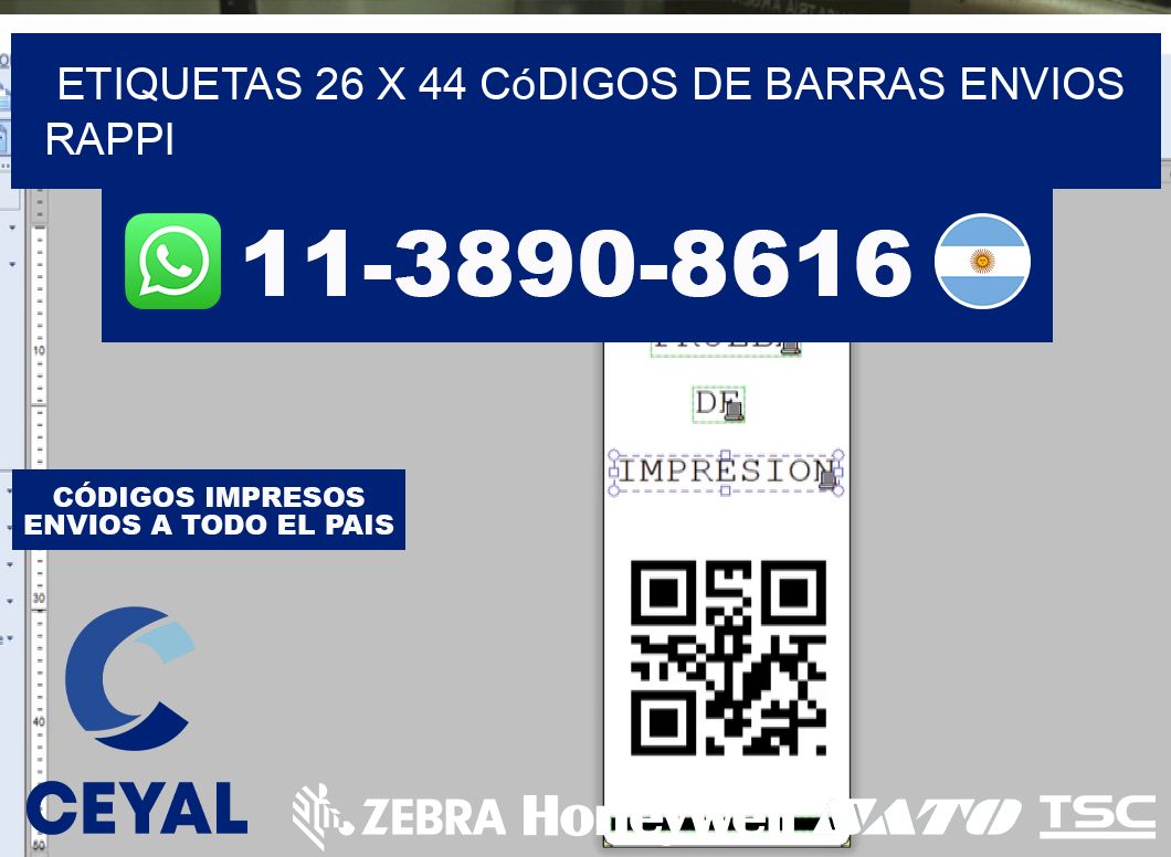 etiquetas 26 x 44 códigos de barras envios rappi