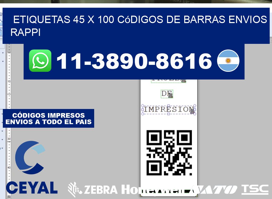 etiquetas 45 x 100 códigos de barras envios rappi
