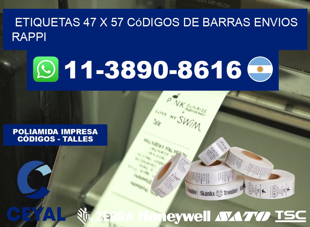 etiquetas 47 x 57 códigos de barras envios rappi