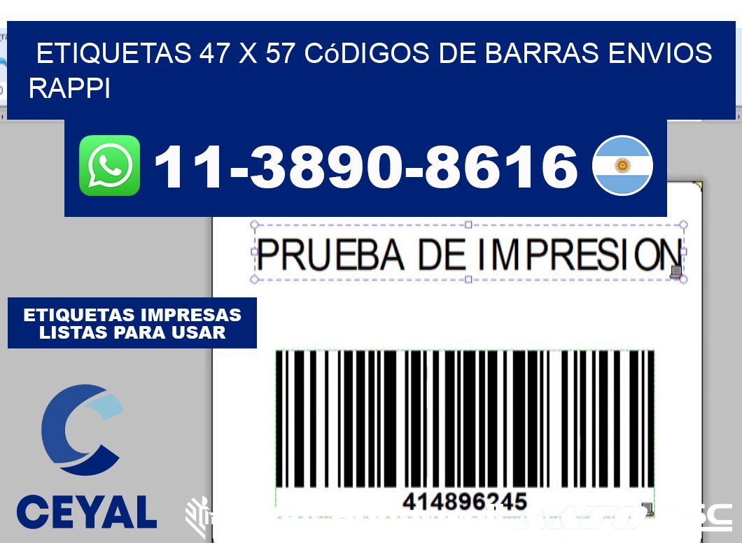 etiquetas 47 x 57 códigos de barras envios rappi