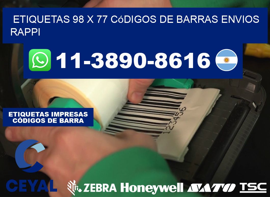 etiquetas 98 x 77 códigos de barras envios rappi