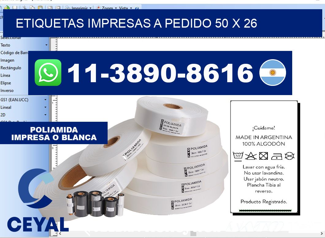 etiquetas impresas a pedido 50 x 26
