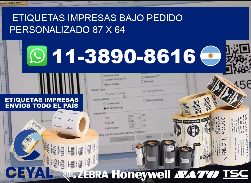 etiquetas impresas bajo pedido personalizado 87 x 64
