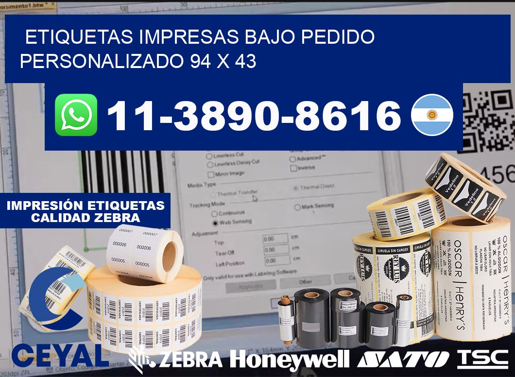 etiquetas impresas bajo pedido personalizado 94 x 43