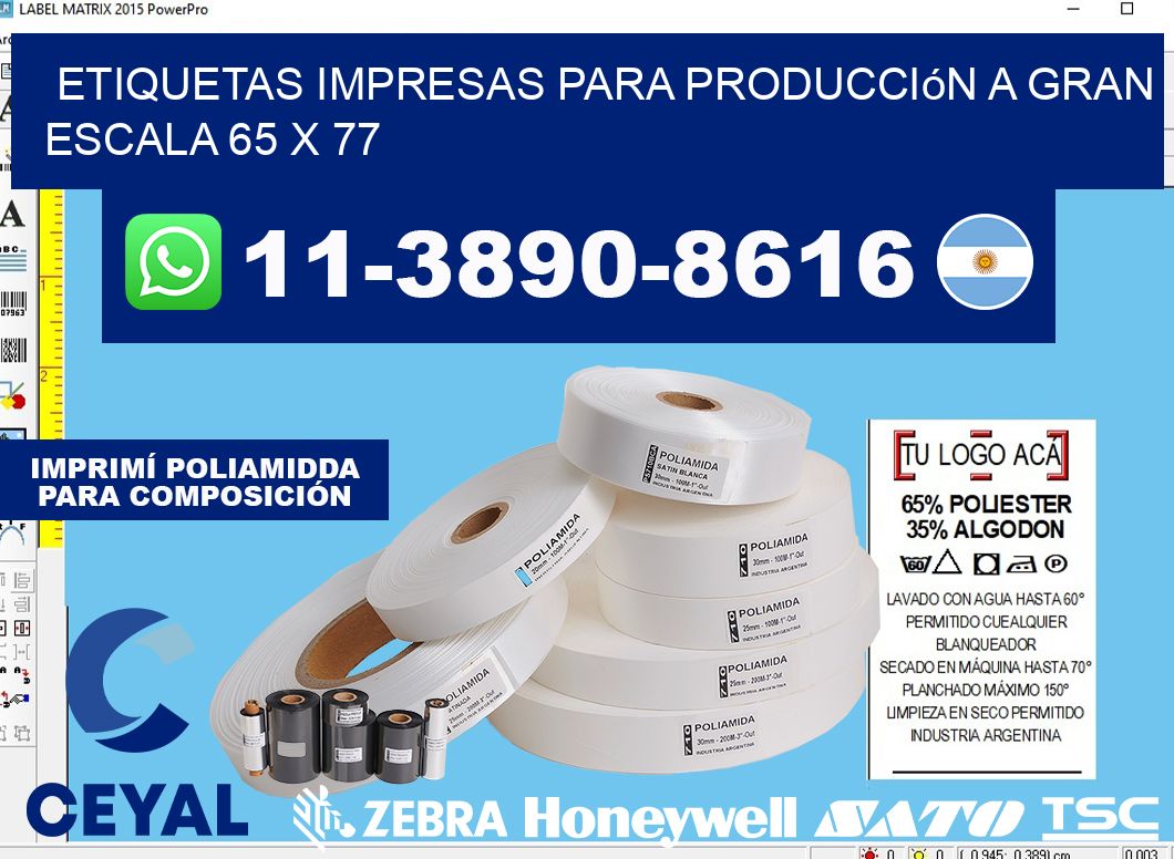 etiquetas impresas para producción a gran escala 65 x 77