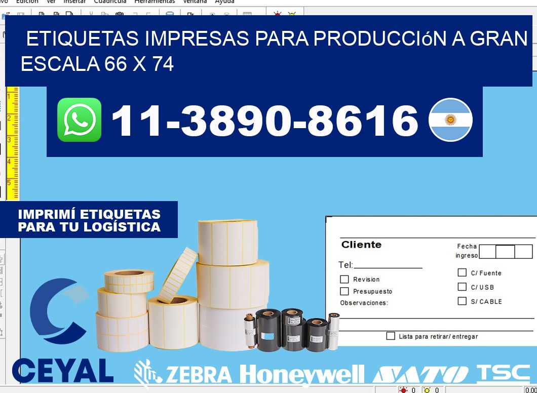 etiquetas impresas para producción a gran escala 66 x 74