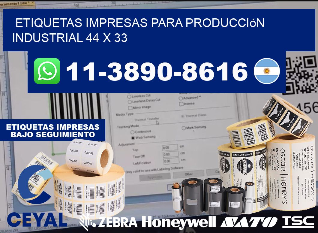 etiquetas impresas para producción industrial 44 x 33