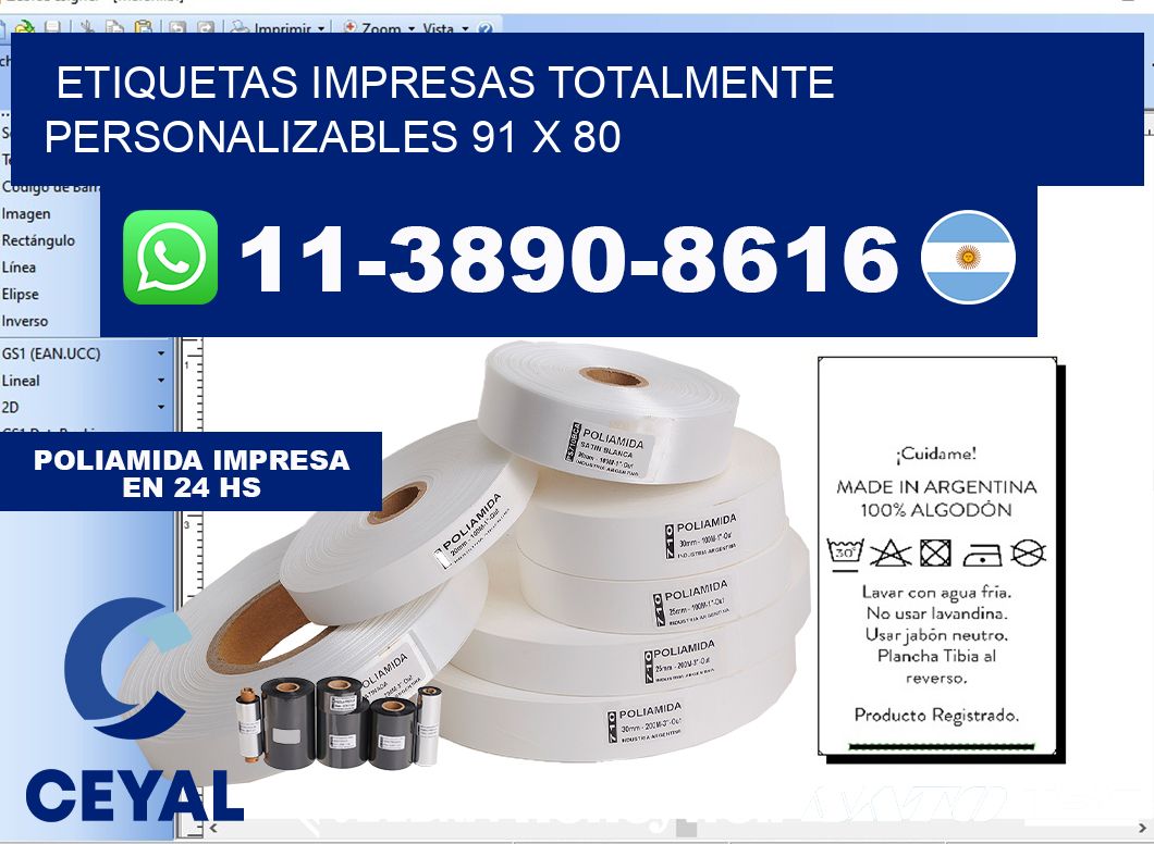 etiquetas impresas totalmente personalizables 91 x 80