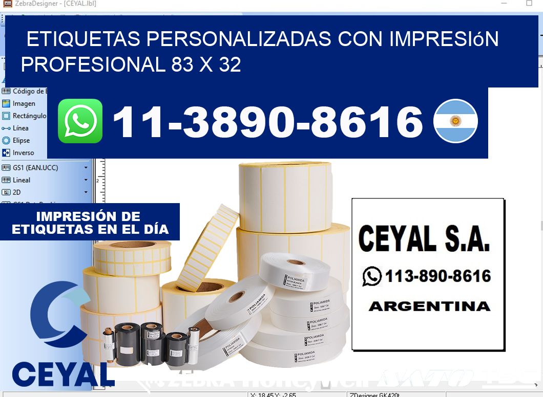 etiquetas personalizadas con impresión profesional 83 x 32