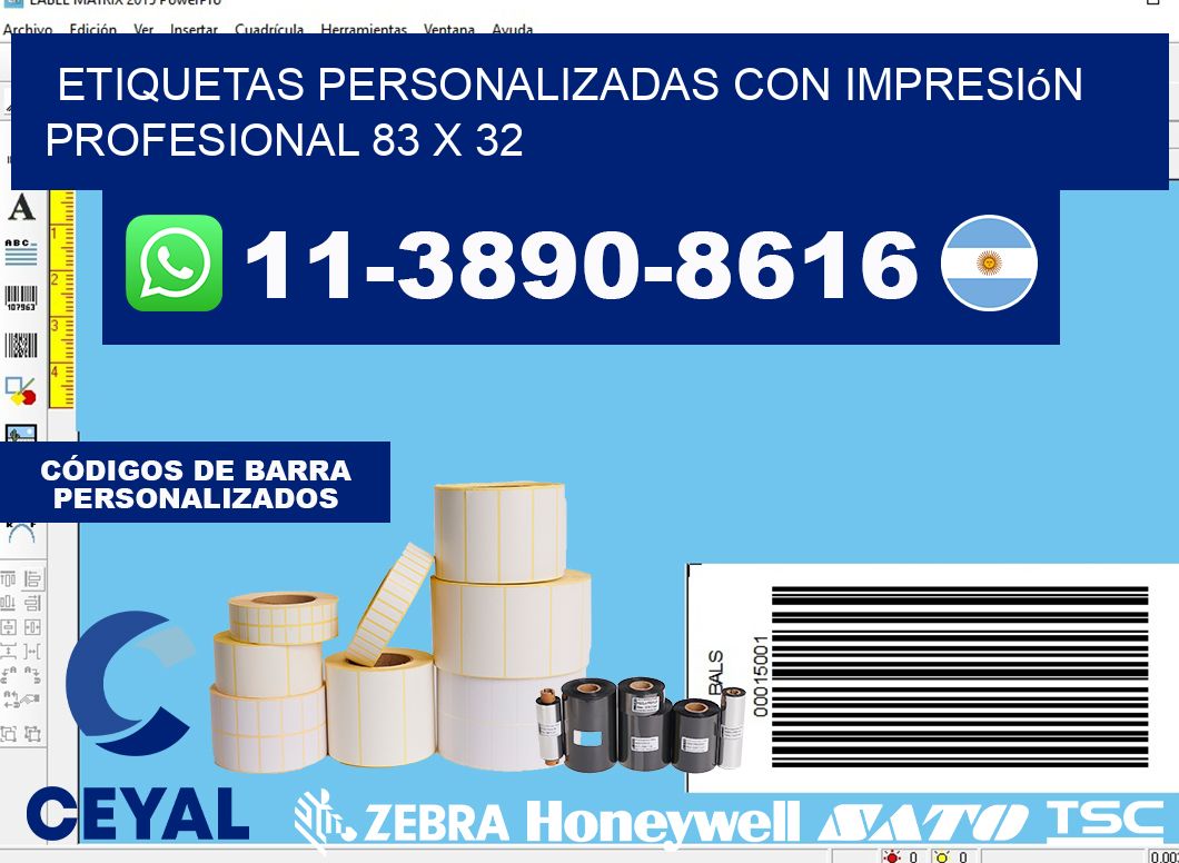 etiquetas personalizadas con impresión profesional 83 x 32