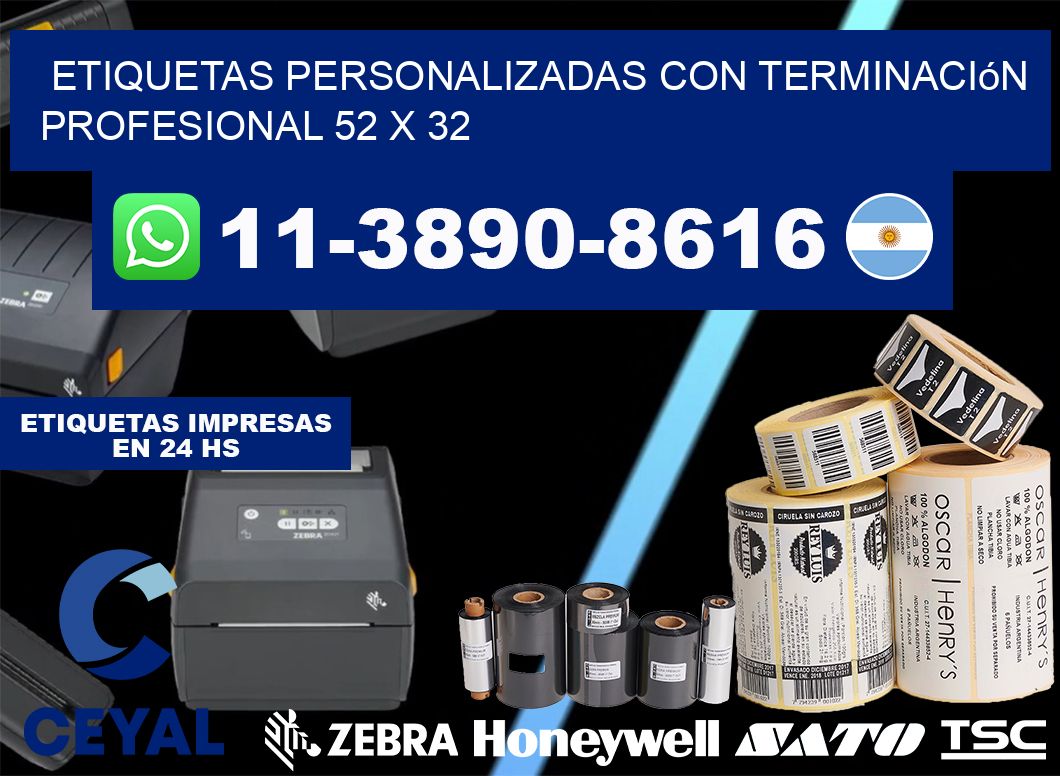 etiquetas personalizadas con terminación profesional 52 x 32
