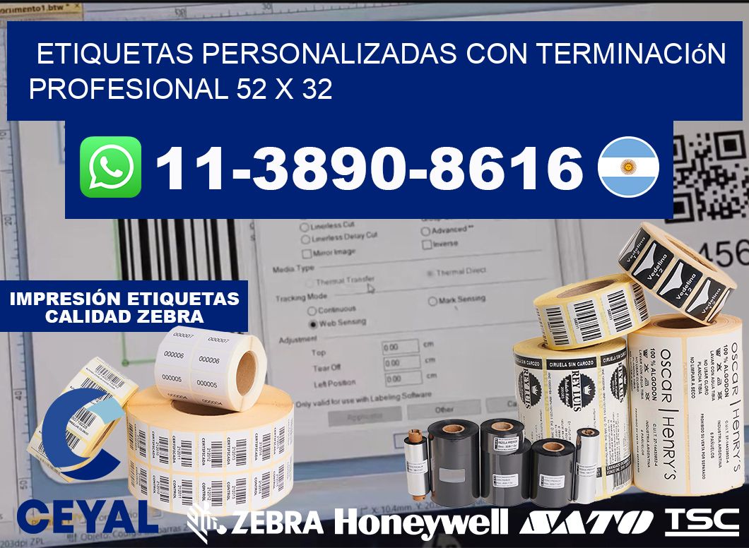 etiquetas personalizadas con terminación profesional 52 x 32