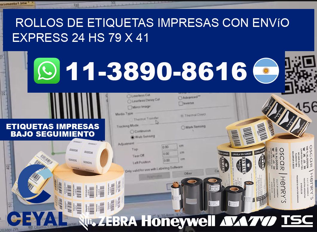 rollos de etiquetas impresas con envío express 24 hs 79 x 41