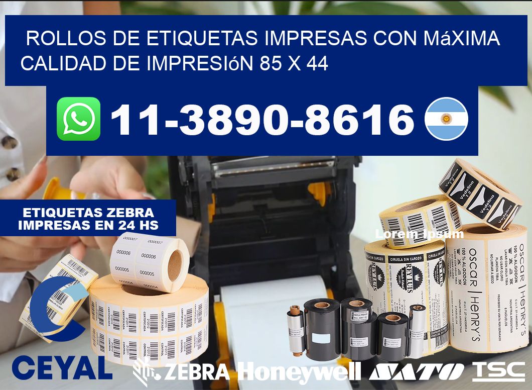rollos de etiquetas impresas con máxima calidad de impresión 85 x 44