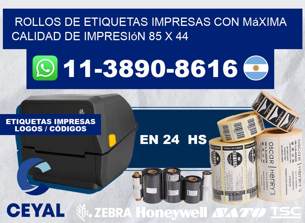 rollos de etiquetas impresas con máxima calidad de impresión 85 x 44