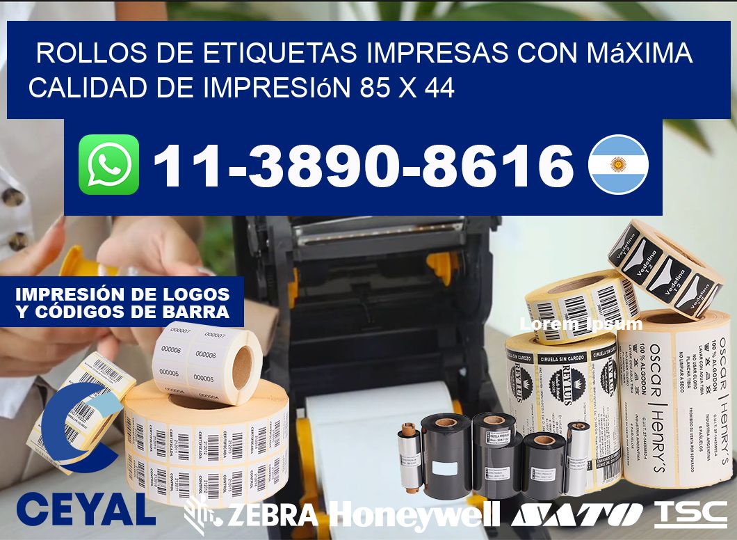 rollos de etiquetas impresas con máxima calidad de impresión 85 x 44