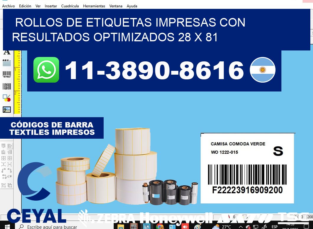 rollos de etiquetas impresas con resultados optimizados 28 x 81