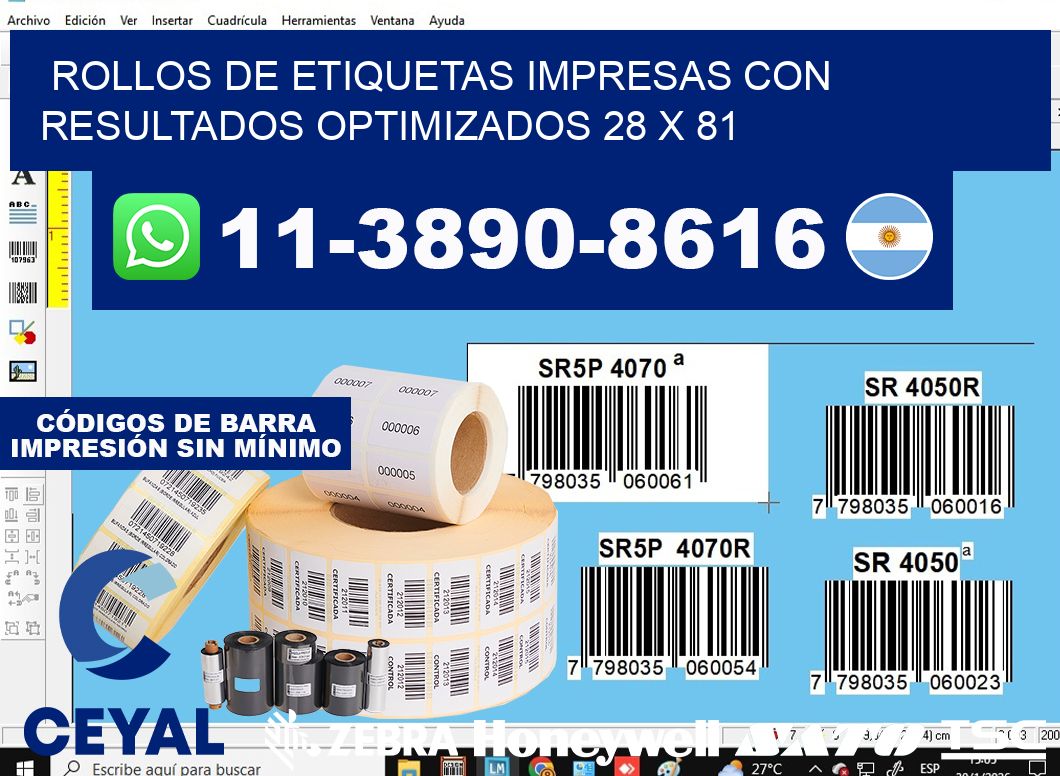 rollos de etiquetas impresas con resultados optimizados 28 x 81