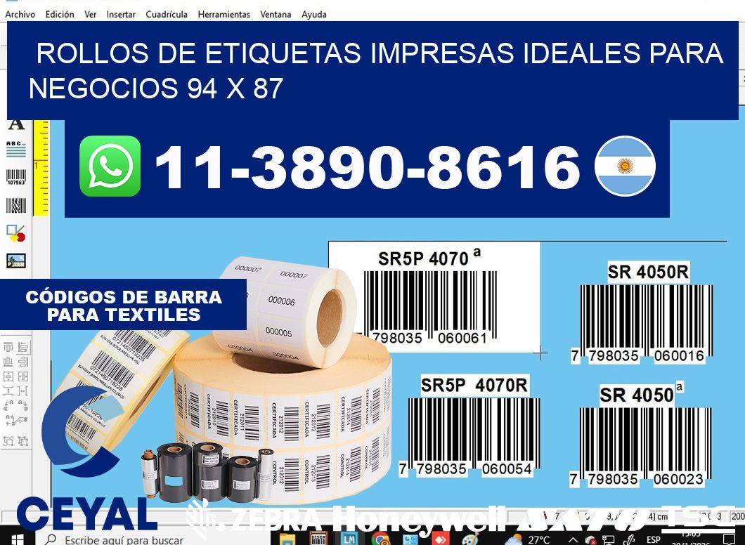 rollos de etiquetas impresas ideales para negocios 94 x 87