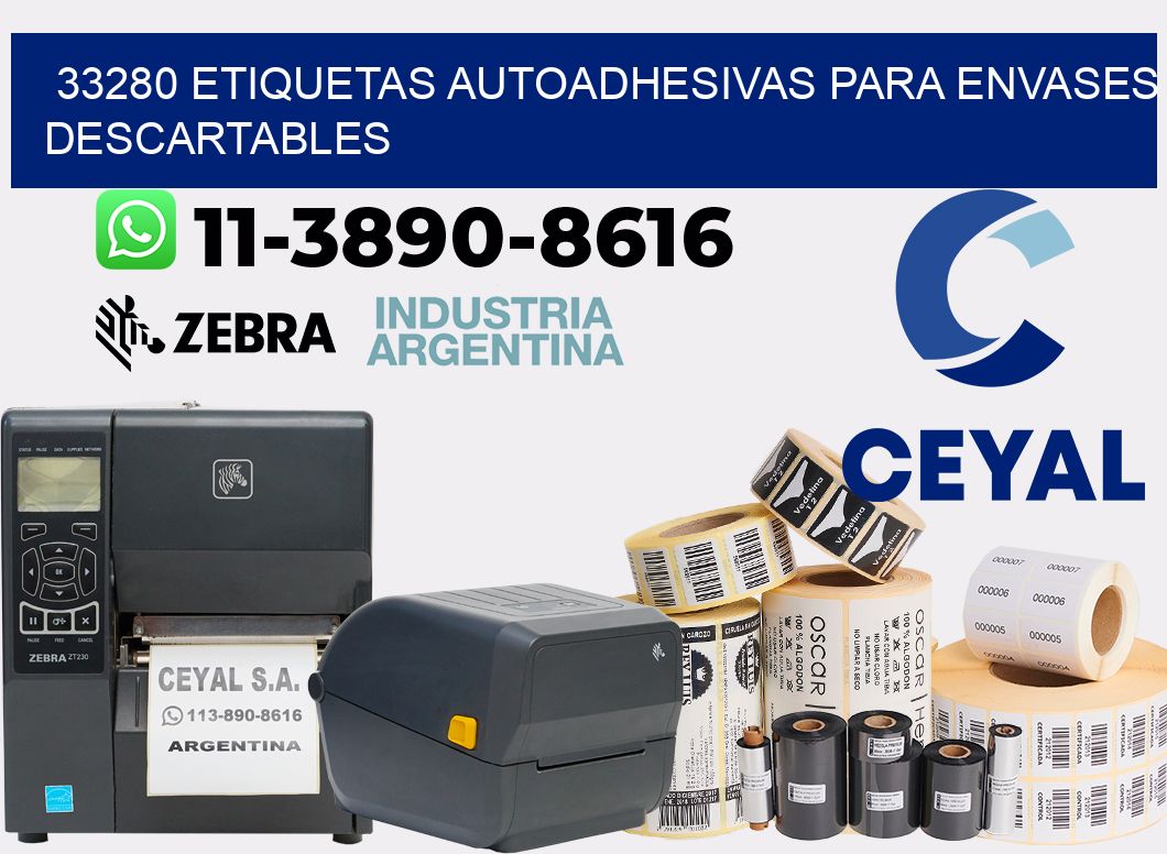 33280 etiquetas autoadhesivas para envases descartables
