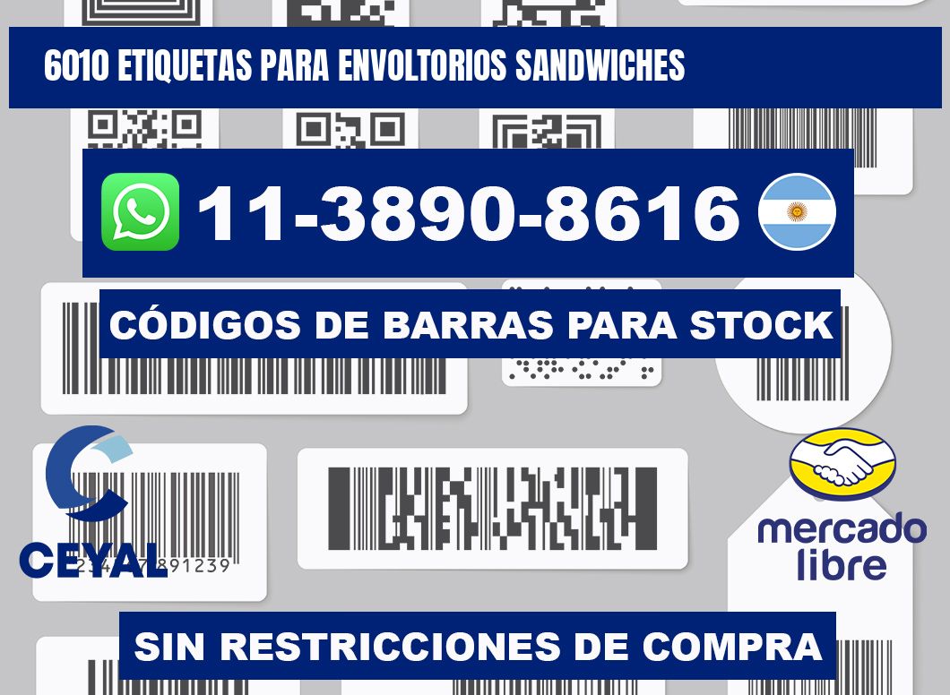 6010 etiquetas para envoltorios sandwiches
