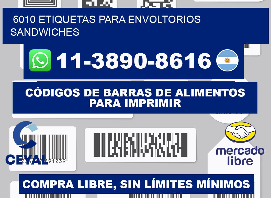 6010 etiquetas para envoltorios sandwiches